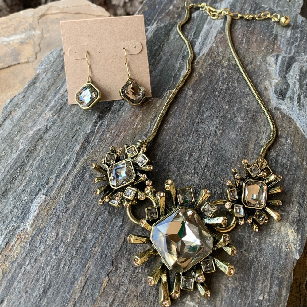 Multi Crystal Topaz Pendant Necklace Set NWT - Picture 4 of 5
